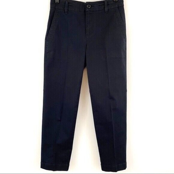 Vince Womens 4 Washed Japanese‎ Cotton Navy Blue Pants Straight Leg Minimalist - Picture 2 of 9